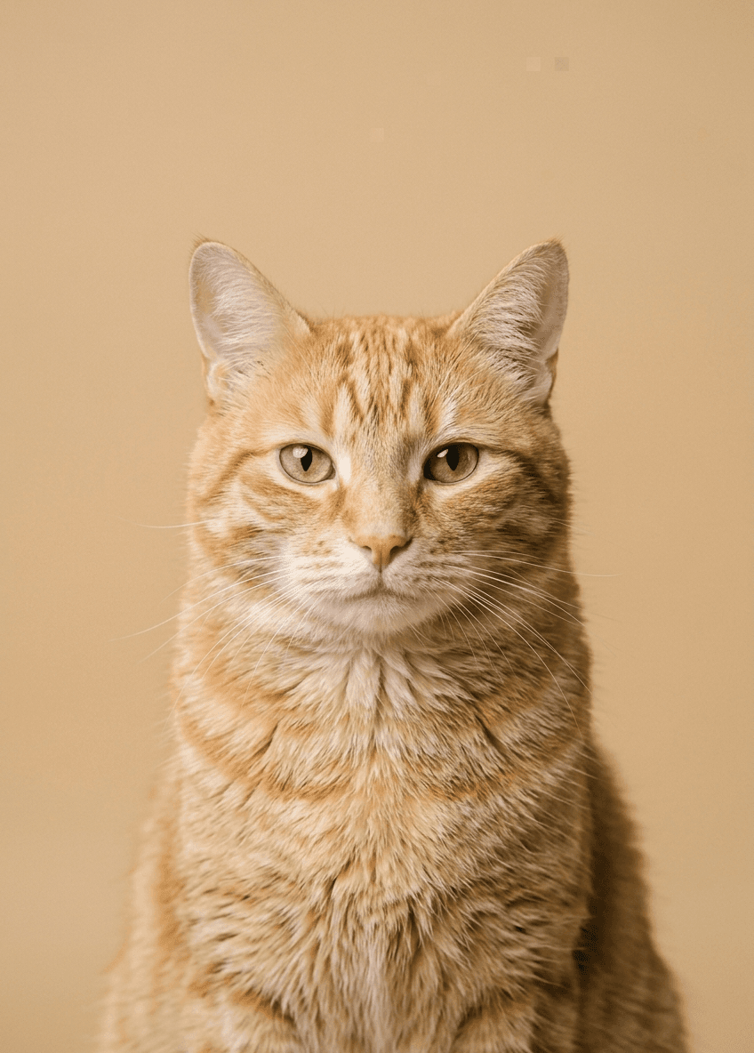 Studio portrait of a grey tabby cat